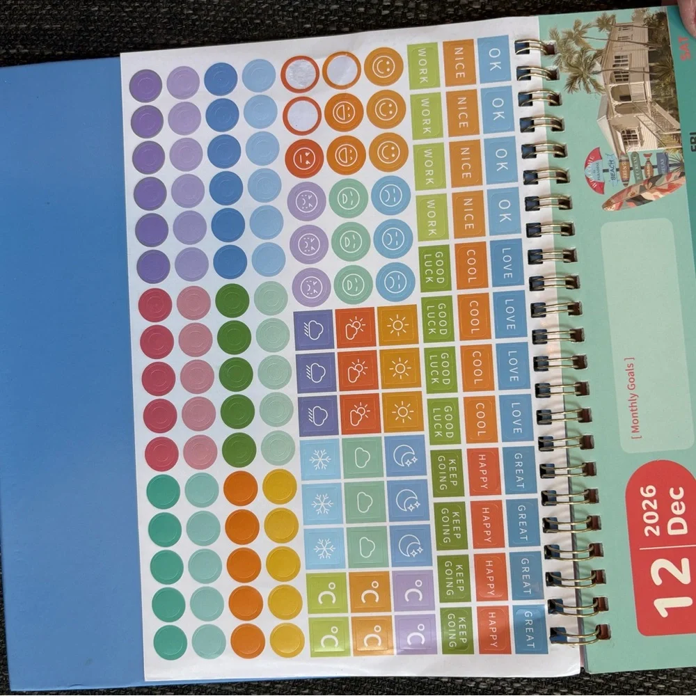 2026 Travel Calendar Spiral Notebook - Turquoise Cover